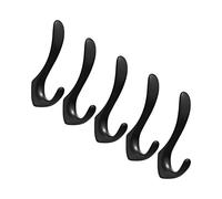 SARIHOSY Lot de 5 crochets noirs en alliage de zinc pour serviettes à une seule couche, crochet salle de bain uisine, chambre à coucher crochet adhesif auxmir mural pour tableau