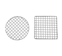Sarini Lot de 2 grilles de Cuisson en Acier Inoxydable pour Barbecue, Grille de feu de Camp carrée et Ronde pour Camping, randonnée, pêche, Cuisine en Plein air