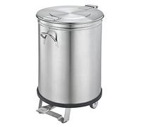Saro - ME 50 Poubelle à Pédale, Acier Inoxydable, 50 l, avec Roulettes, Poignée et Couvercle Amovible, Roulettes Ø 75 mm, 350 x 350 x 600 mm