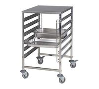 Chariot à étagères avec plan de travail en acier inoxydable, modèle Noel, dimensions : L 595 x P 670 x H 1025