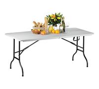 Saro - Party 182 Table pliante, Plastique/Acier, 183 x 76 cm, Plateau et Pieds Pliables, avec Poignée, pour Intérieur et Extérieur