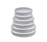 SAROSORA Lot de 6 soucoupes Rondes en Plastique pour intérieur et extérieur, Maison, Jardin, Pots de Fleurs, palettes (14 + 17 + 20 cm) x 2, Blanc/Gris