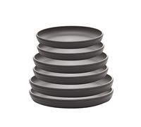 SAROSORA Lot de 6 soucoupes Rondes en Plastique pour intérieur et extérieur, Maison, Jardin, Pots de Fleurs, palettes (23 + 26 + 29 cm) x 2, Gris foncé