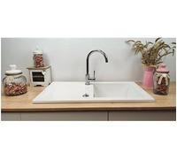Sarreguemines Évier Céramique Soft Blanc 1 Cuve avec Égouttoir 860x500x180 mm Grès Fin Émaillé
