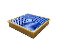 SaryEdge Bac de rétention Industriel pour fûts, Plateforme modulaire empilable avec Grille Amovible pour la prévention des fuites d'huile dans Les garages et l,Yellow-31x31x5.5cm