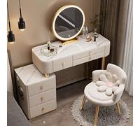 SaryEdge Ensemble de maquillage moderne avec miroir tactile LED 3 modes d'éclairage couleur, 3 tiroirs, étagère de rangement et station de charge pour chambre à coucher, beige 1 à 120 cm, beige 1 à