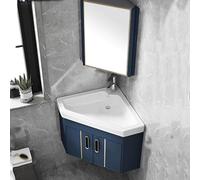 SaryEdge Meuble de salle de bain d'angle compact avec miroir et robinet chaud et froid, idéal pour les petites salles de bains, gris, 48 cm, élégant et fonctionnel, 38 cm, bleu