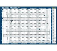 Sasco Mini calendrier mural annuel 2024 compact avec stylo effaçable à sec, clip pour stylo et autocollants, tableau mural et tableau d'affichage, bleu, 610 x 405 mm