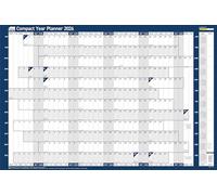 Sasco Planificateur mural compact 2026 avec stylo effaçable à l'eau et lot d'autocollants, bleu, style affiche, 610 mm x 405 mm (l x H)
