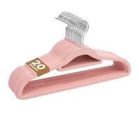 Sasha Morel Lot de 20 Cintres Velours Rose - Anti-Glisse Fins Gain de Place, Crochet Pivotant 360°, Porte-Cravate, Cintres Penderie Adultes pour Vestes Chemises Robes, Rangement Armoire Dressing