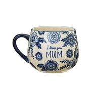 Sass & Belle - Tasse en céramique Blue Willow Mum "I Love You Mum" - Motif floral, cadeau pour elle