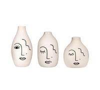 Sass & Belle Lot de 3 vases blancs - Visage abstrait
