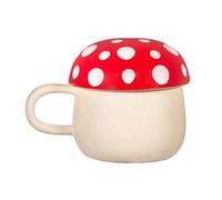 Sass & Belle - Mug champignon Rouge avec couvercle - Céramique - Tasse - Coffee cup - 32 oz - Anniversaire