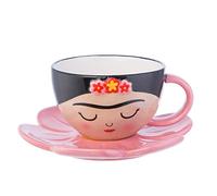 Sass & Belle-Tasse avec effigie de Frida avec soucoupe en forme de fleur