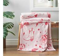 Sassy B Couverture en Polaire Confortable avec Bottes de Cowgirl Rose 200 x 240 cm