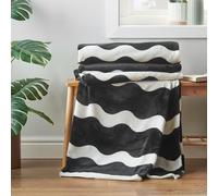 Sassy B Waves Plaid réversible surdimensionné Noir-Blanc 200 x 240 cm