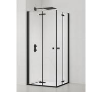 SAT SK Porte de douche acces en angle pliantes 90x90cm anticalcaire avec profilés noir mat (SATSK9090C)