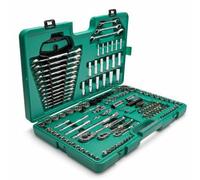 SATA ST09510SJ Lot de 150 clés à douille métriques/SAE 1/4", 3/8" et 1/2", 6 et 12 points, polies, dans un étui de rangement, vert