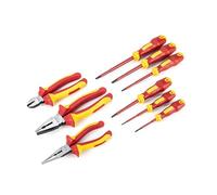 SATA ST09262U Lot de 9 outils isolés VDE avec pinces et tournevis électriciens avec lames en acier S2, transparent
