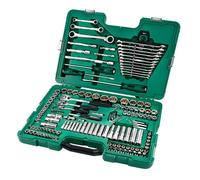 SATA ST09510SJ Lot de 150 clés à douille métriques/SAE 1/4", 3/8" et 1/2", 6 et 12 points, polies, dans un étui de rangement, vert