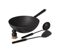 Satake Ensemble wok Satake en acier carbone 4 pièces