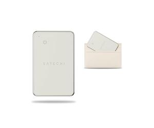 SATECHI FindAll Carte Traceur GPS, Apple Find My, Beige | Carte de localisation Bluetooth pour portefeuille, alternative au traceur GPS avec Apple Find My, recharge sans fil, signal