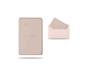 SATECHI FindAll Wallet Tracker, Carte Localisation Portefeuille avec Apple Find My, Recharge sans Fil, Alerte Sonore, Résistante à l’Eau pour iPhone, iPad, Mac et Plus - Rose