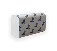 Saten Serviette en papier de main, pâte vierge pliée en Z, 21 x 24, laminée, 2 couches, Blanche, 15 paquets de 200 unités