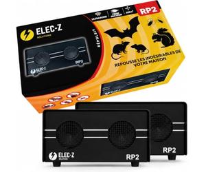 SATENCO LOT 2 x RP2 Répulsif Ultrasons Anti Rongeurs Rats Souris Chauve Souris Puces Tiques Araignées sur 325m2