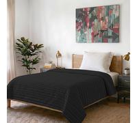Satin Stripe Couette d'été Noir, Single