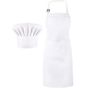 SATINIOR Chapeau de Chef en Tissu de Coton de Couleur Solide et Tablier de Cuisine Rétro avec Poches Tablier Toque de Chef Réglable Accessoire de Fête d’Adulte pour Noël