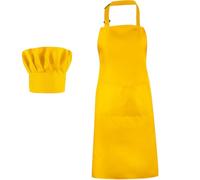 SATINIOR Costume de chef 2 pièces pour homme et femme - Toque de chef - Tablier de boulanger pour adulte - Chapeau pour la cuisine et le cosplay