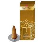 Sattva Ayurveda Lot de cônes d'encens Palo Santo de qualité supérieure - Cônes d'encens naturels avec parfum chaud de bois de Palo Santo pour la relaxation - Avec support - Environ 10 cônes de 20 g