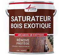 Saturateur Bois Exotique Hydrofuge 2.5 L Chêne Foncé - Teinte Marron | Hydrofuge Terrasses et Bois Exotiques, Nourrit en Profondeur, Incolore ou Teinté, Protège des Uv - Arcane Industries