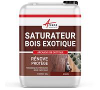 Saturateur Bois Exotique Hydrofuge Terrasse 20 L Acajou - Teinte Rouge | Hydrofuge Terrasses et Bois Exotiques, Nourrit en Profondeur, Incolore ou Teinté, Protège des Uv - Arcane Industries