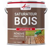 Saturateur Bois pour terrasse, bardage extérieur : ARCABOIS SB Acajou (teinte rouge) 2.5L (jusqu a 12.5m²)