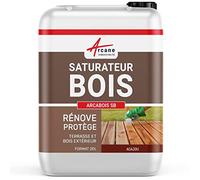 Saturateur Bois Terrasse et Bardage Extérieur 20 L Acajou - Teinte Rouge | Hydrofuge Terrasses, Bardages, Bois Extérieur, Nourrit, Aspect Mat Naturel, Anti-Uv, Huiles Naturelles - Arcane Industries