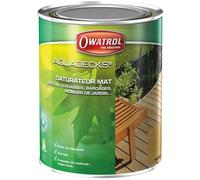 OWATROL - AQUADECKS - Teinte Movingui - Saturateur Mat à l'Eau pour Protection Bois Exotiques Extérieurs Teck Ipé Bangkiraï Acacia Maçaranduba - 1 L