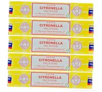 Satya Encens aromatique citronnelle, encens naturel aromathérapie, 6 boîtes de 15 g, anti-moustiques - CitroSticks Satya - Le pouvoir naturel de la citronnelle.