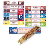 Satya Ensemble de 12 bâtons d’encens Nag Champa, Namaste, Positive Vibes, Tantra, Buddha Blessing, Aura Cleansing, Chakra, Pyramids, Reiki, Karma, Spiritual Healing et Traditional Ayurveda