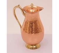 SATYA EXPORTS SATYAEXPORTS Carafe en cuivre pur Maharaja avec couvercle Capacité 2 litres