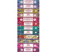 Satya Incense Bangalore Lot de 12 encens Nag Champa, Lavande, Musc, Jasmin Égytien, Musc, Feu de Dragon, Sang de Dragon, Prana, Ajaro, Argent, Rose, Méditation