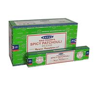 Satya Lot de 12 boîtes de 15 g Ca 180 bâtonnets d'encens Spicy Patchouli