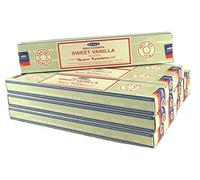 Satya Lot de 12 boîtes de 15 g Ca 180 bâtonnets d'encens Sweet Vanilla