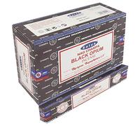 Satya Lot de 12 boîtes de 15 g de bâtonnets d'encens Black Opium