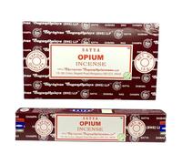 Satya Lot de 12 Paquets de 15 bâtons d'encens Opium 180 g - Durée de Combustion : Environ 40 à 45 Minutes