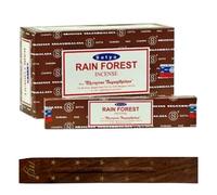 Satya Nag Champa Bâtons d'encens Rain Forest avec porte-encens, boîte complète, pour aromathérapie, spa, yoga, mariages, méditation, guérison, positivité et relaxation