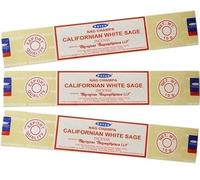 Satya Nag Champa California White Sage Lot de 3 paquets de bâtons d'encens 100 % naturels faits à la main pour soulager le stress, la décoration spirituelle, l'estompage et la méditation
