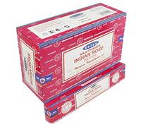 SATYA Nag Champa Indian Rose Agarbatti | Bâtons d'encens Masala roulés à la main | 12 paquets de 15 g chacun dans une boîte | Produit de qualité d'exportation