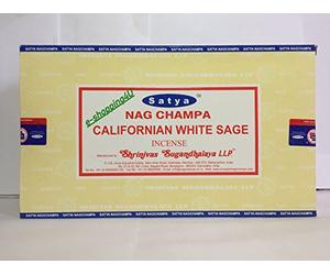 Satya Nag Champa Lot de 12 bâtonnets d’encens 15 g, CALIFORNIAN WHITE SAGE